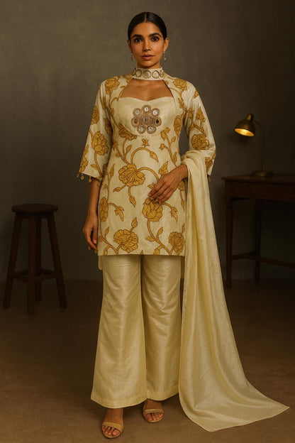 Embroidered Floral Sharara Set (4-piece)