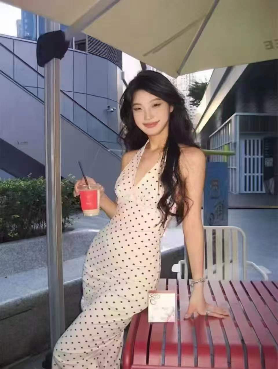 Ruby Riviera Polka Halter Dress