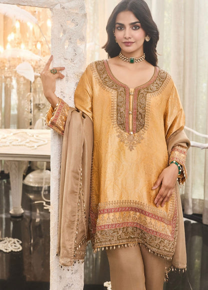 Golden Zari Embroidered Kurta Sharara Set