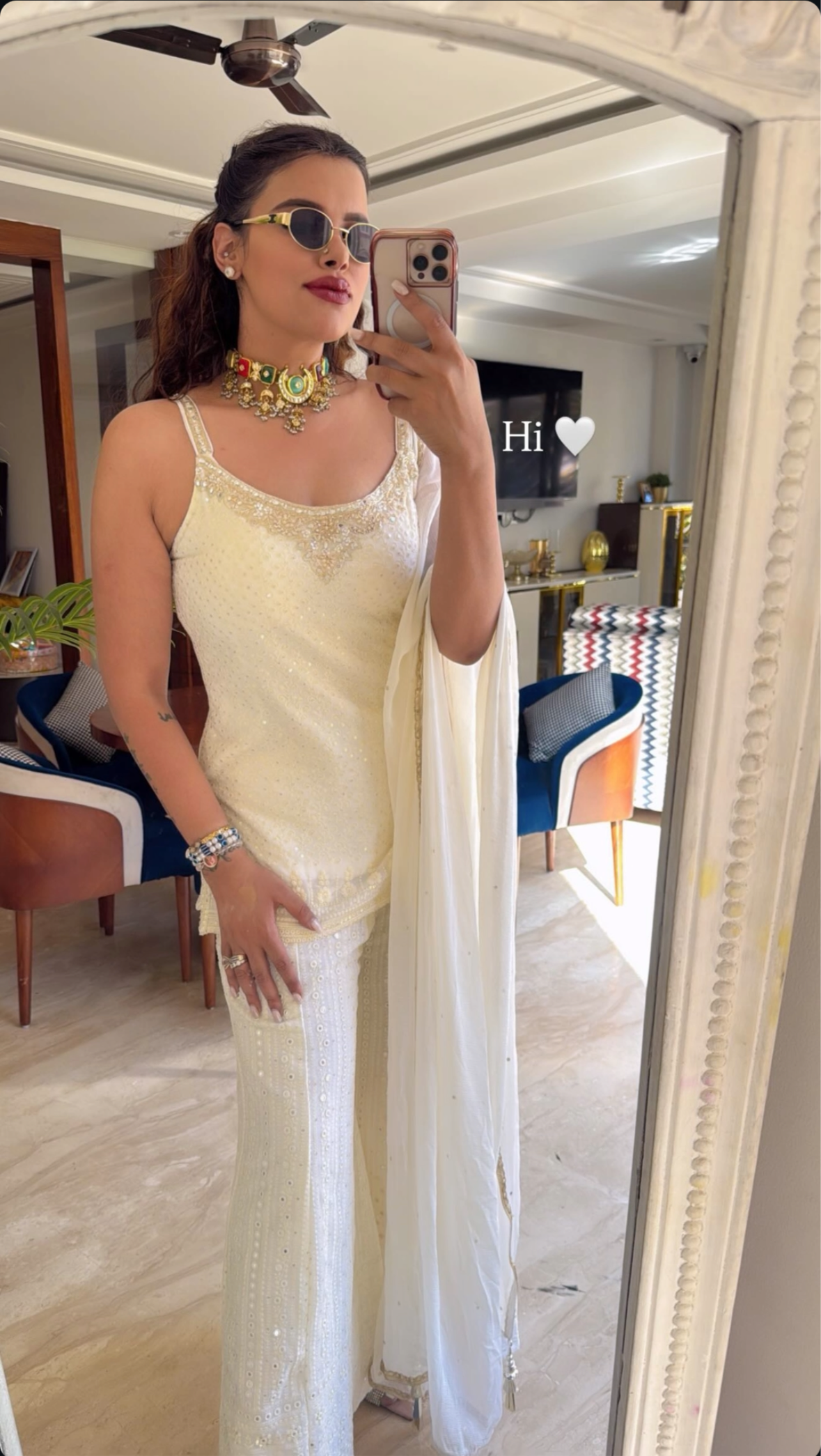 White Lakhnavi Sharara Suit(Sleeves are provided)