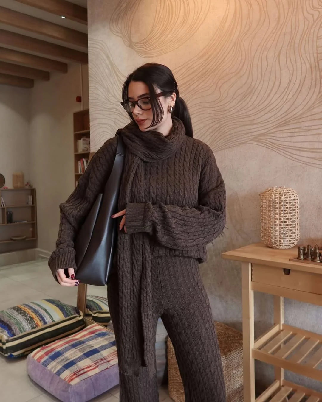 Snug Luxe Cable-Knit 3-piece Set