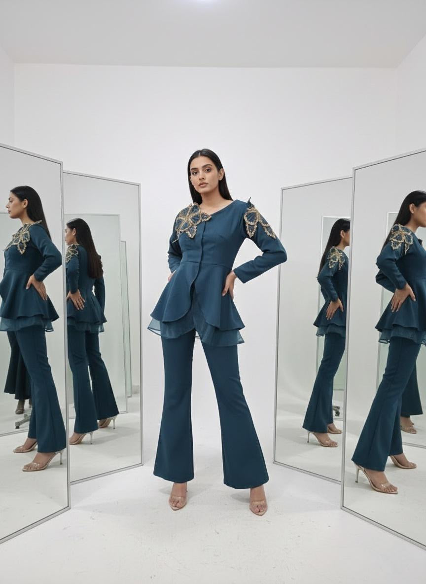 Regal Petal Peplum Blazer Set