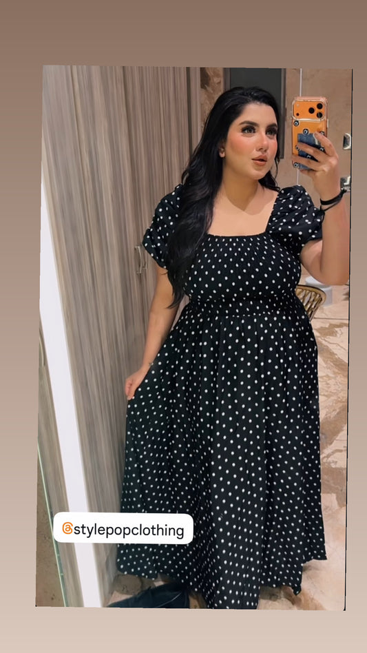 Polka Puff Sleeves Princess Dress