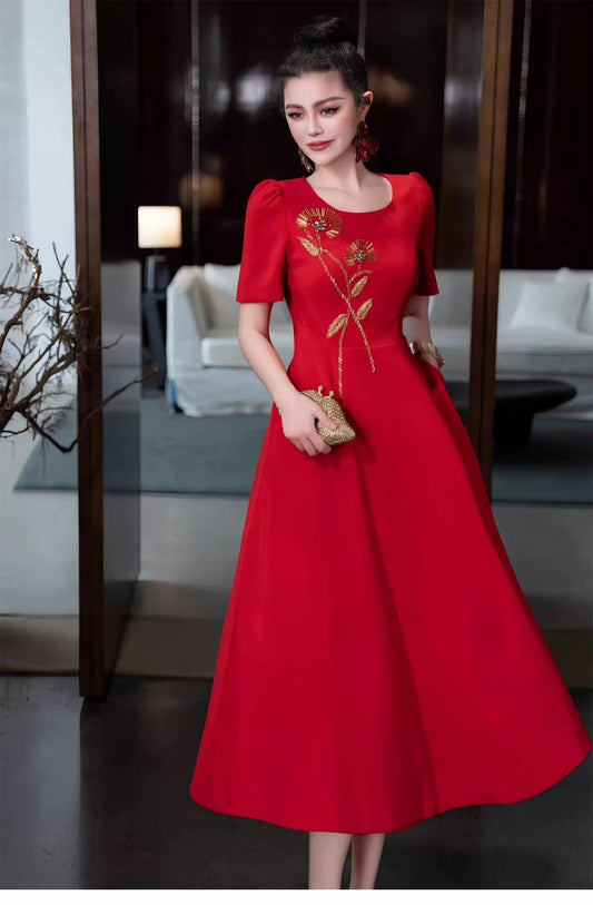 Elegant Embroidered A-Line Dress