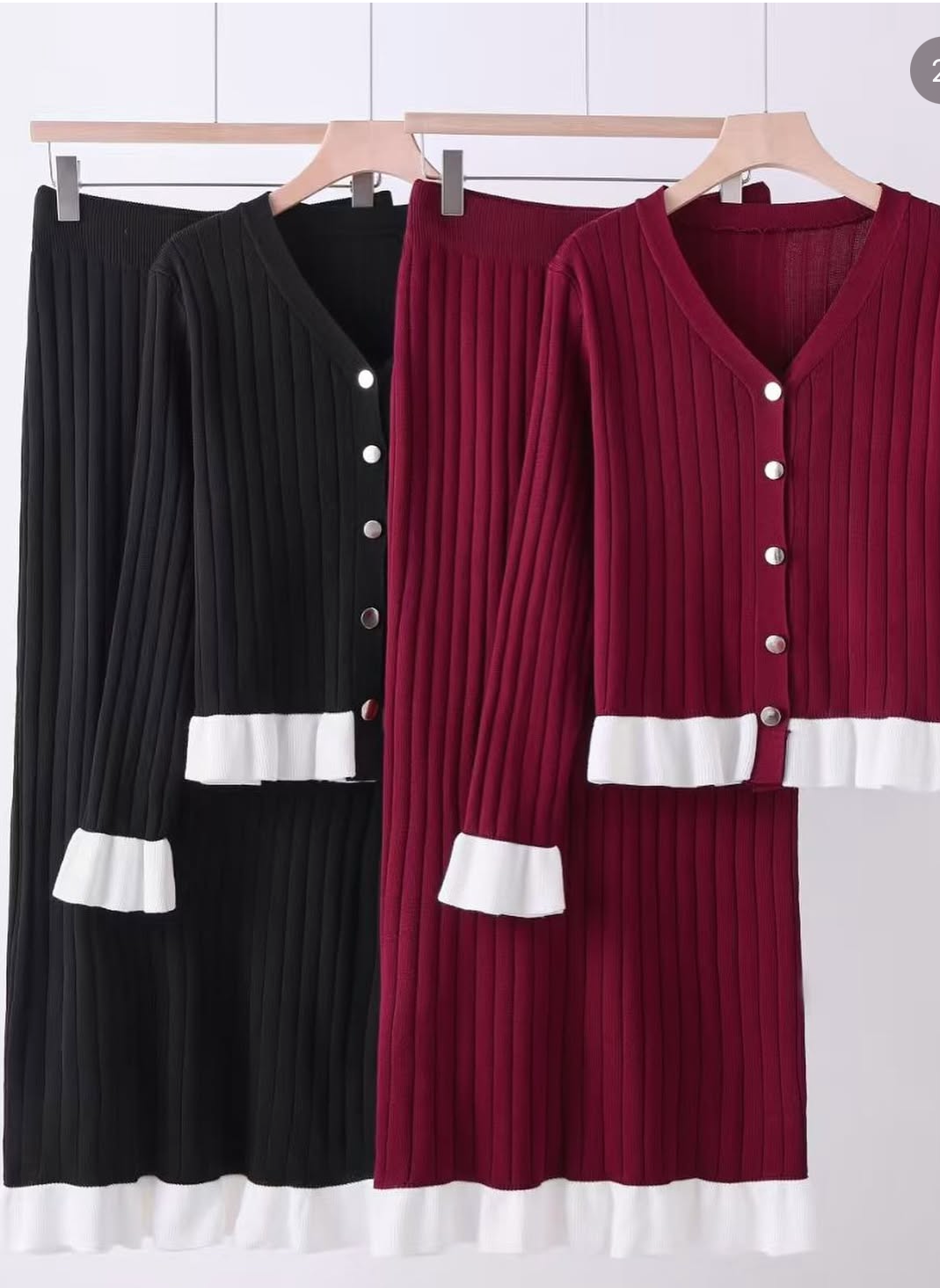 Ruffle Charm Knit Skirt Set