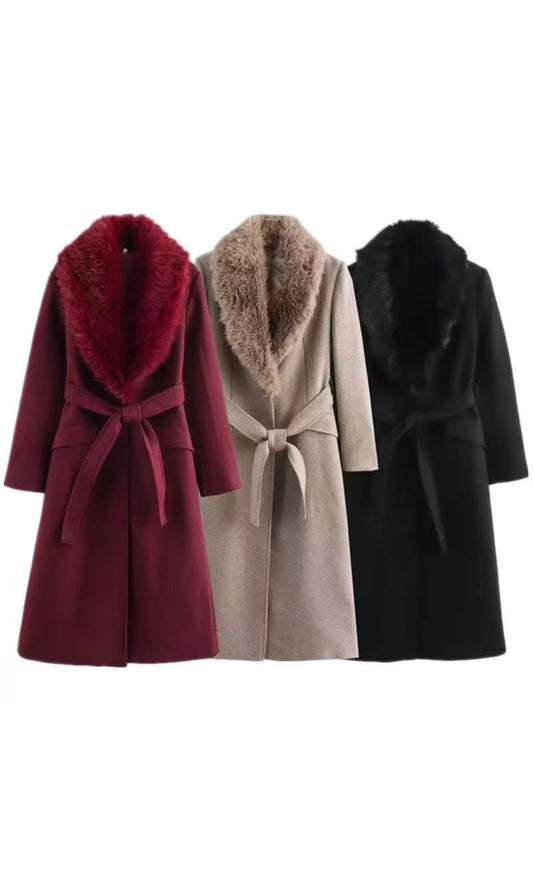 Frost Luxe Detachable Fur Over Coat