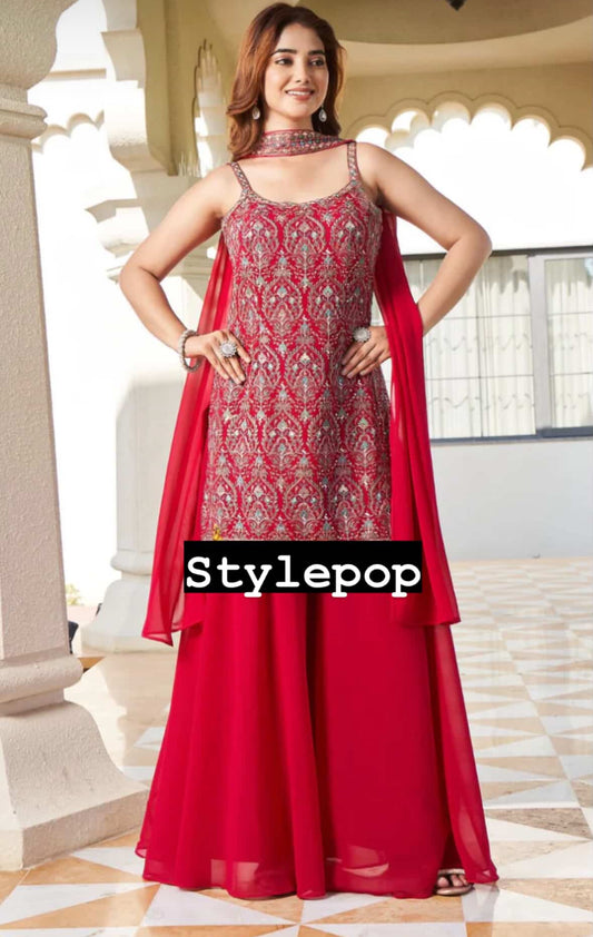 Red Sharara suit