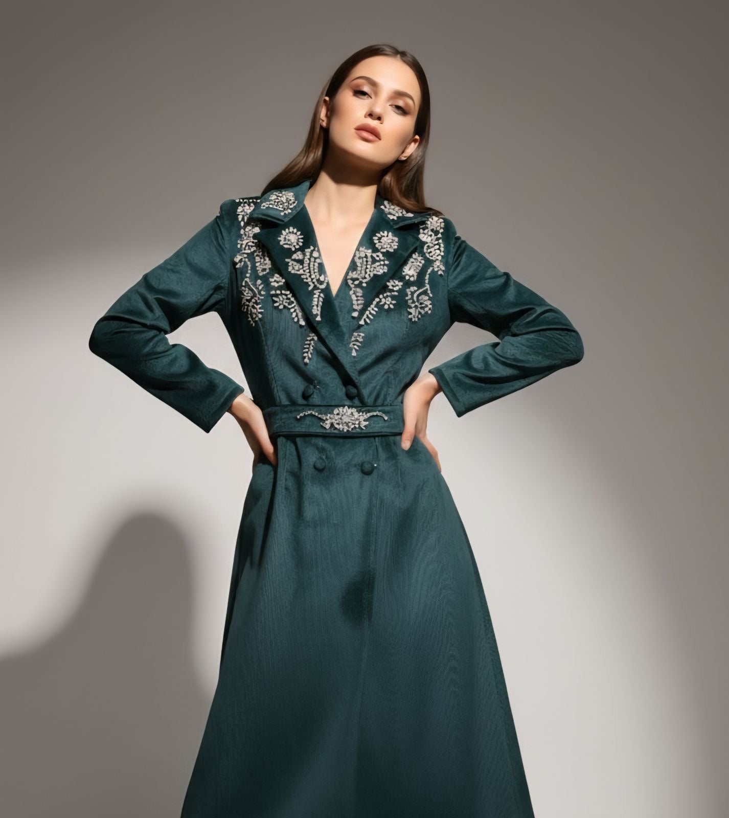 Crystal Bloom Trench Dress