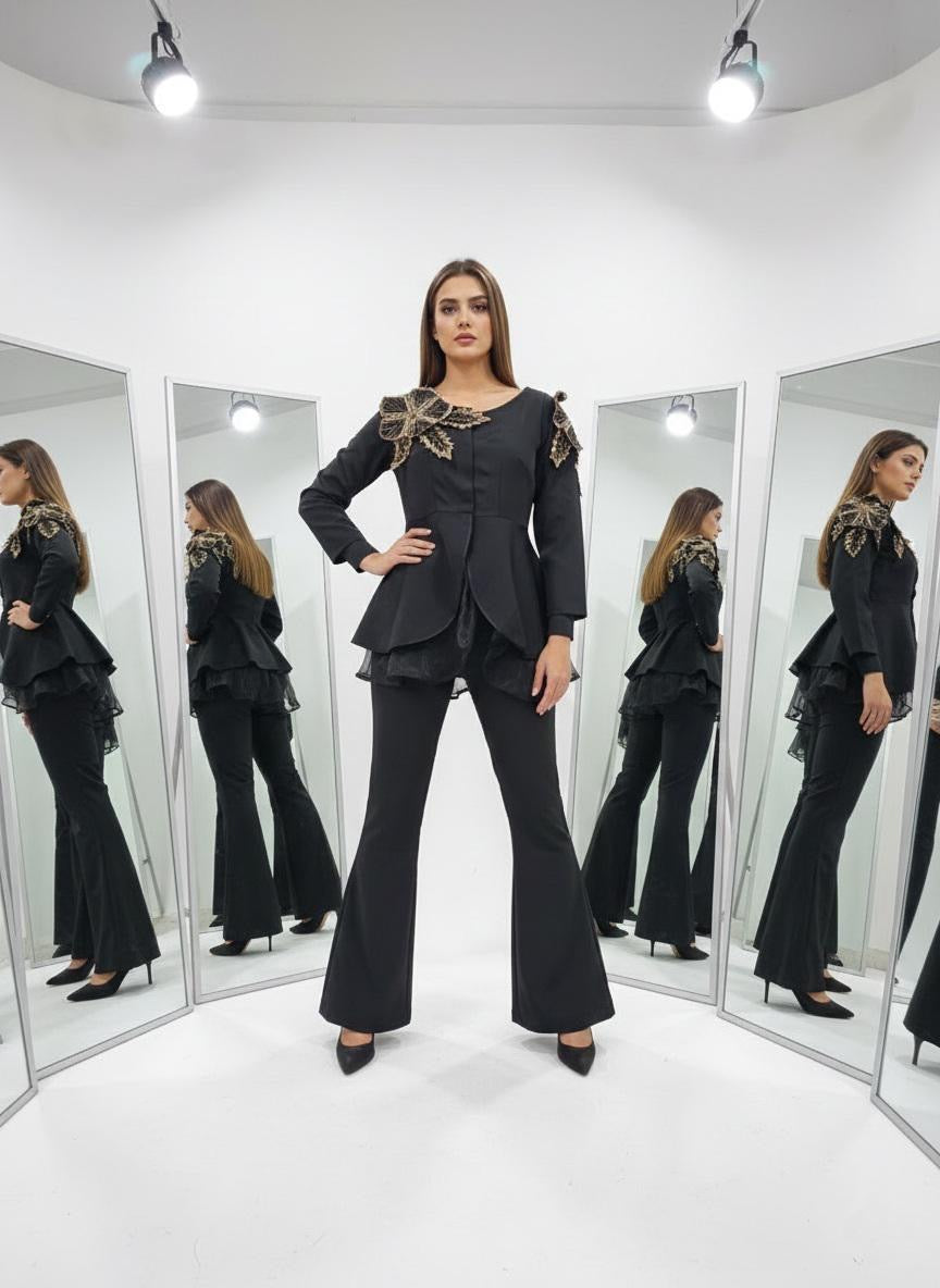 Regal Petal Peplum Blazer Set