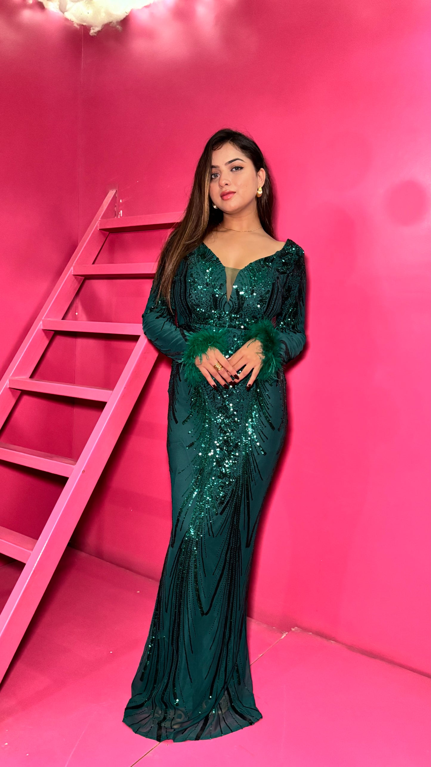 Emerald Allure Sequin Gown