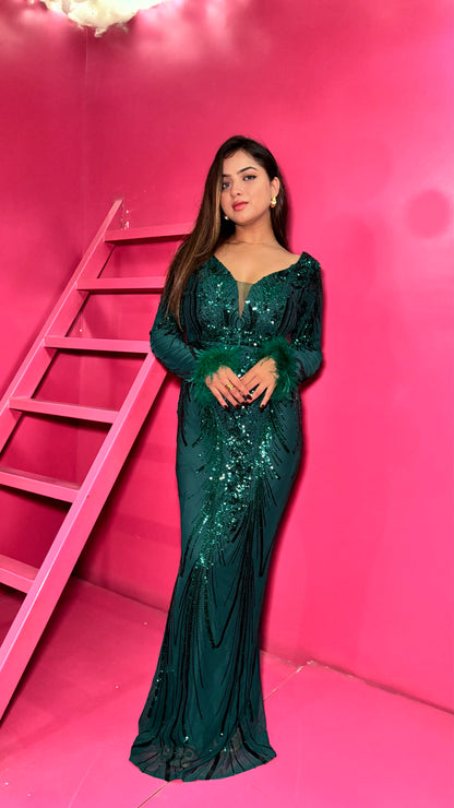 Emerald Allure Sequin Gown