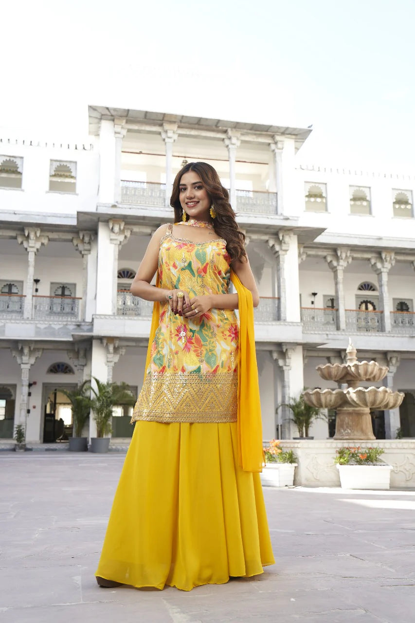 Yellow  sharara suit