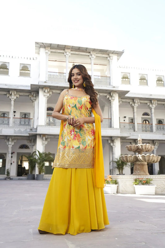 Yellow  sharara suit