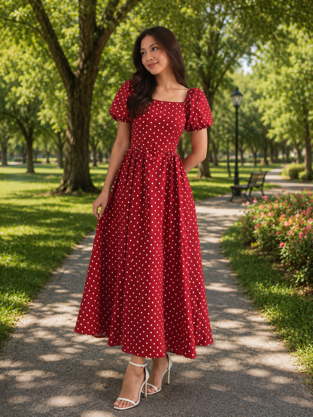 Polka Puff Sleeves Princess Dress
