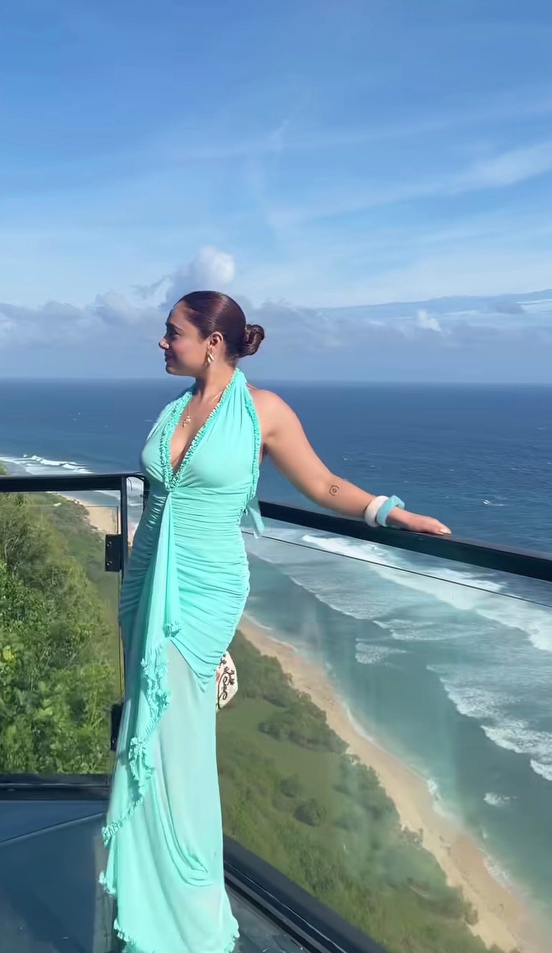 Aqua Horizon Halter Maxi Dress