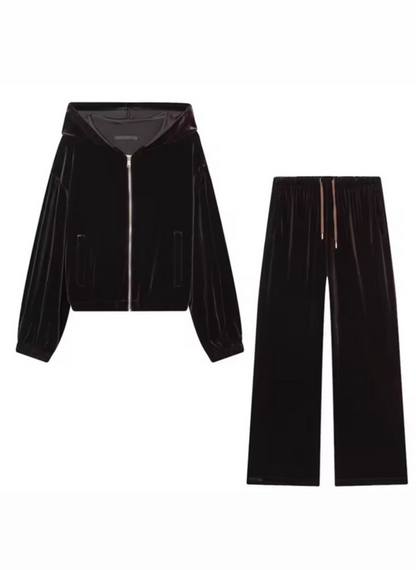 Velvet hoodie tracksuit