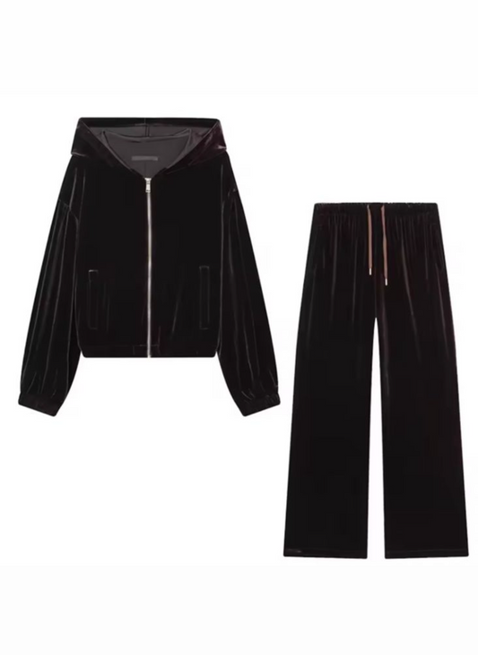 Velvet hoodie tracksuit