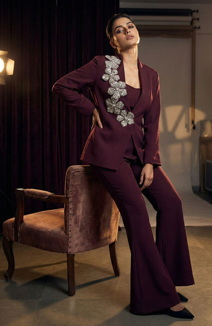 Étoile Floral Embellished Blazer Set