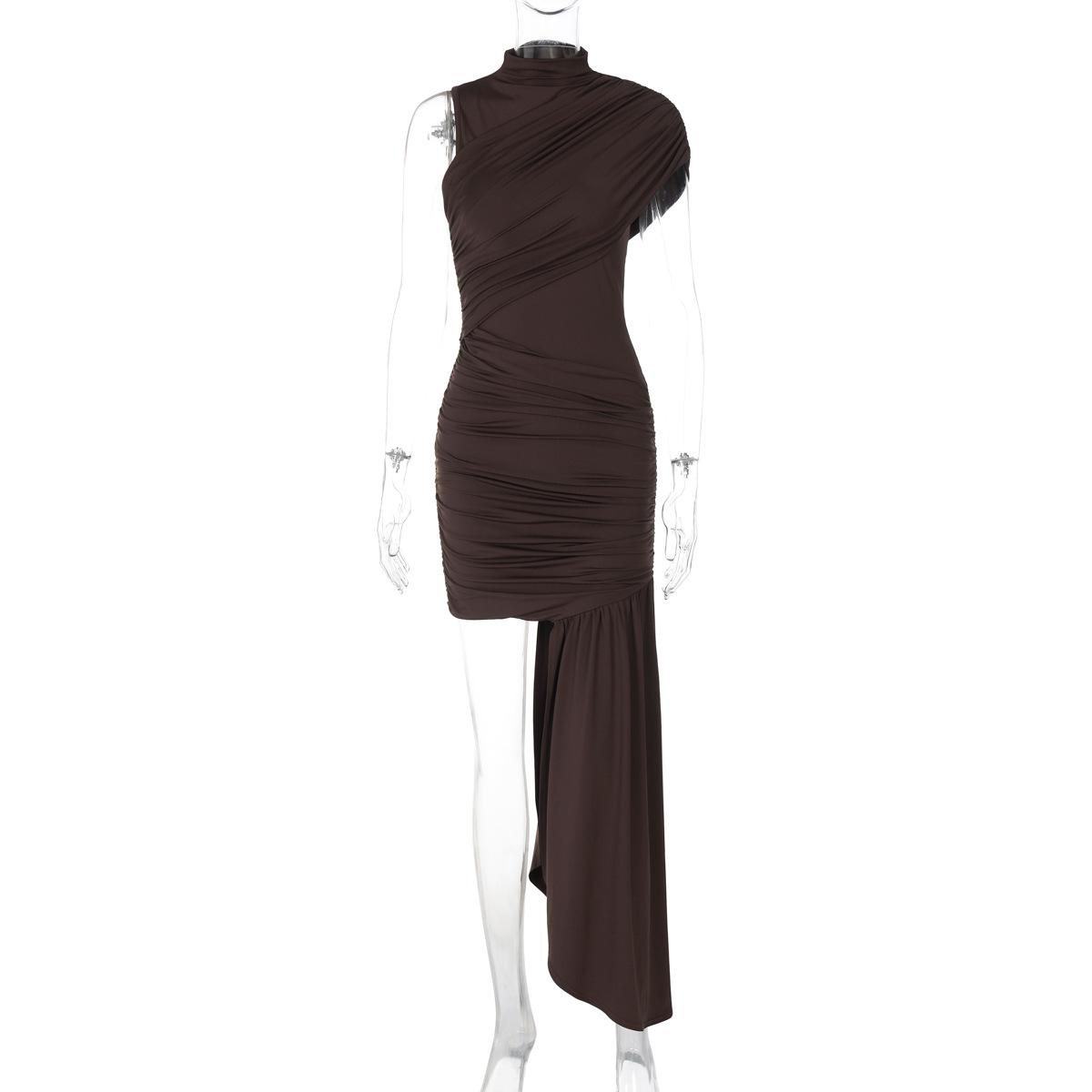 Asymmetric Ruched Bodycon Dress
