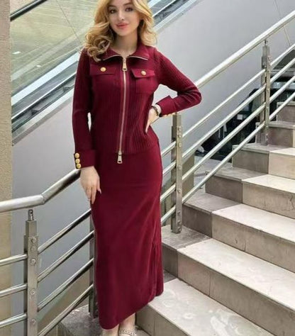Zip Royale Knit Skirt Set