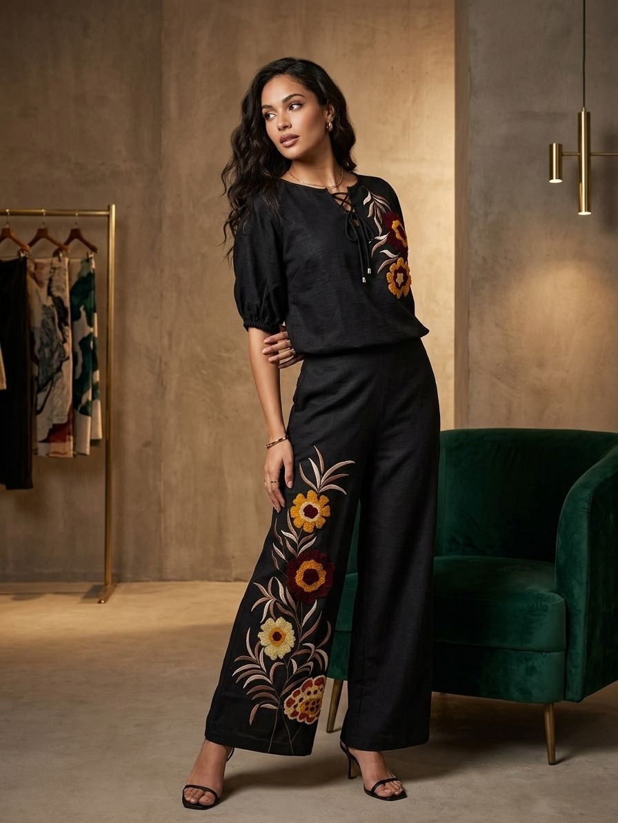 Boho Bloom Cotton Linen Set