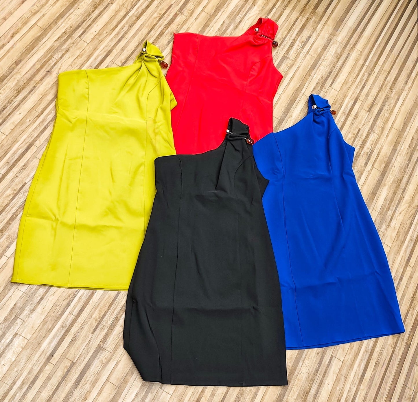 Bold Buckle One Shoulder Dress