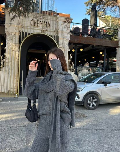 Snug Luxe Cable-Knit 3-piece Set