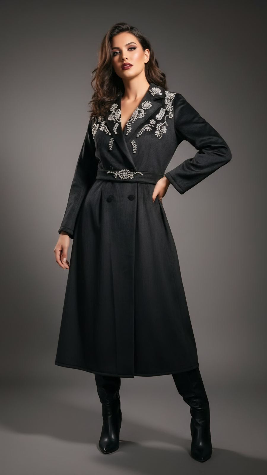 Crystal Bloom Trench Dress