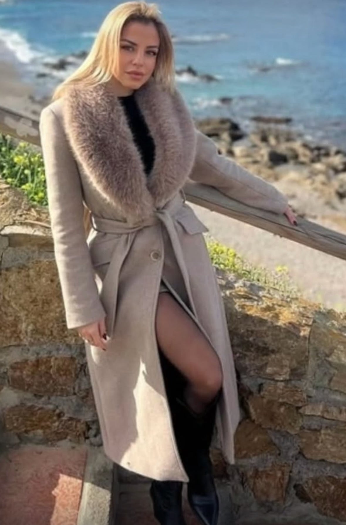 Frost Luxe Detachable Fur Over Coat