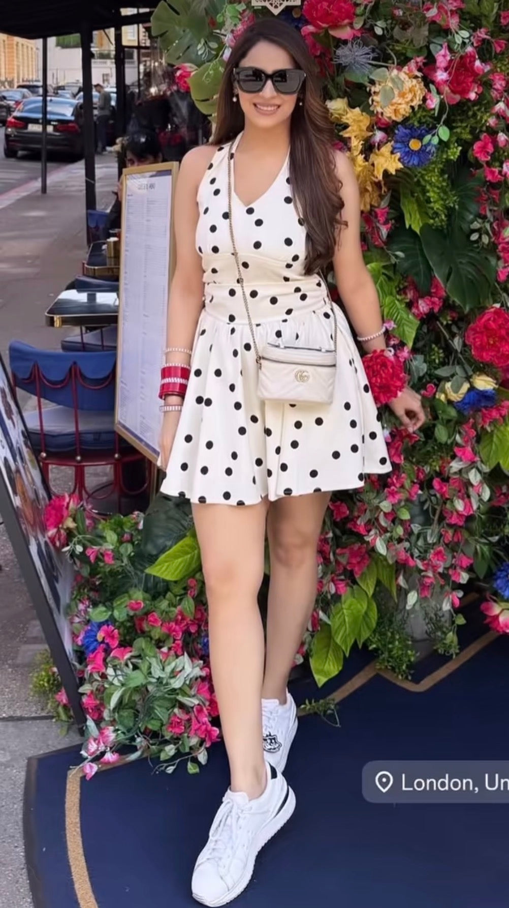 French Style Polka Dot halter neck dress