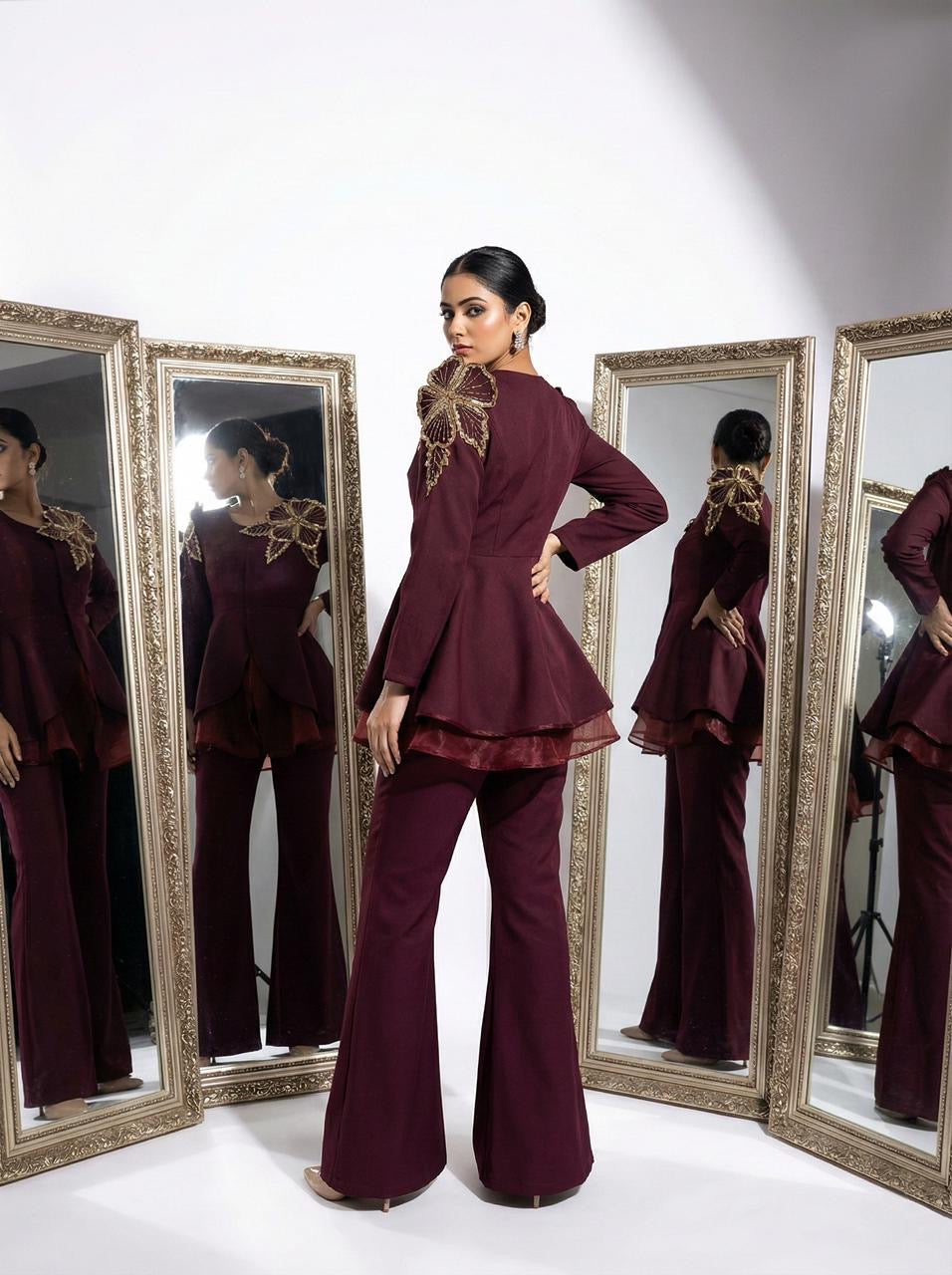 Regal Petal Peplum Blazer Set