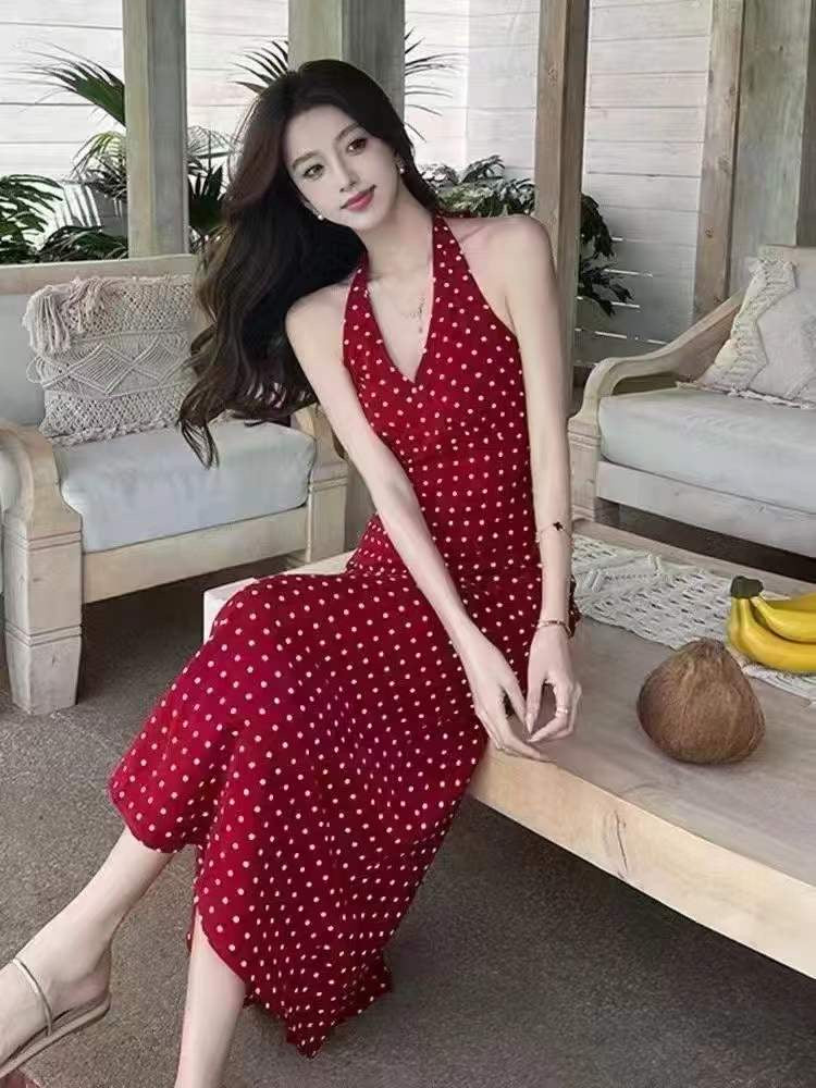 Ruby Riviera Polka Halter Dress
