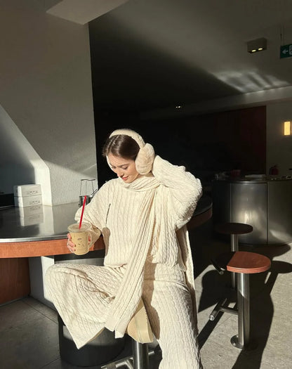 Snug Luxe Cable-Knit 3-piece Set