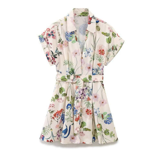 Floral belted Shirt Dress