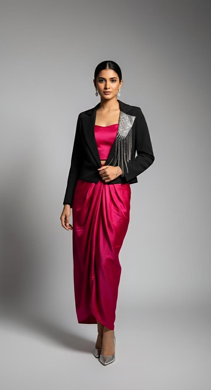 Skirt with inner and blazer