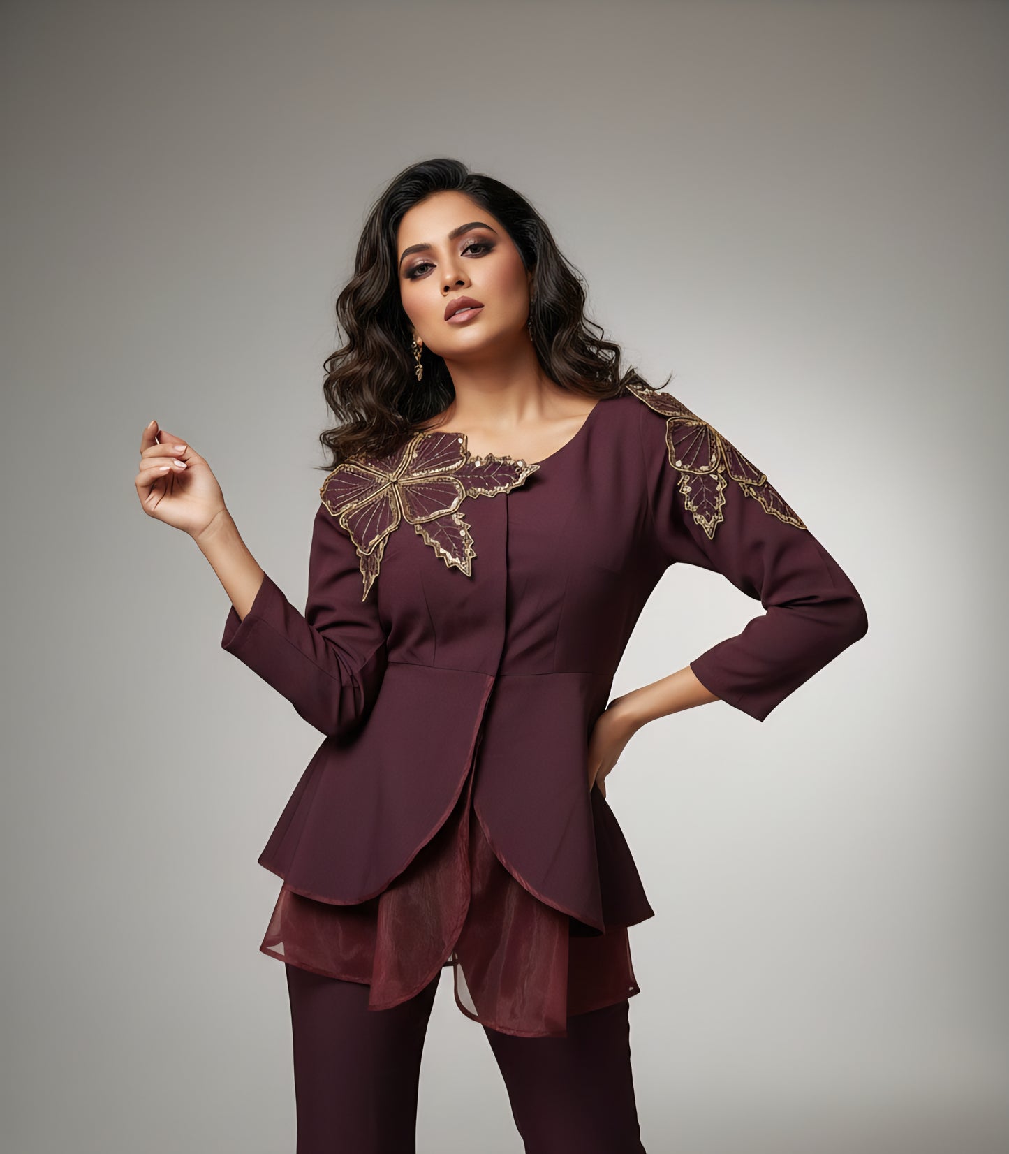 Regal Petal Peplum Blazer Set