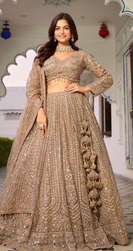 Meher Champagne Gold Embellished Lehenga