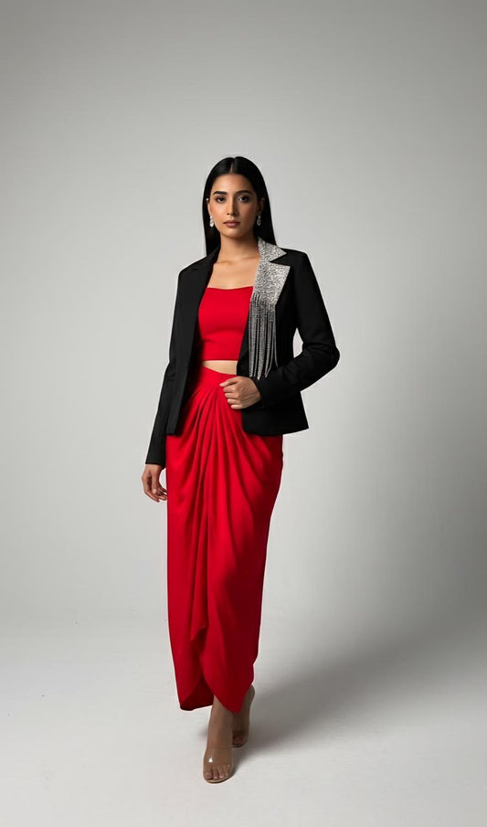 Skirt with inner and blazer