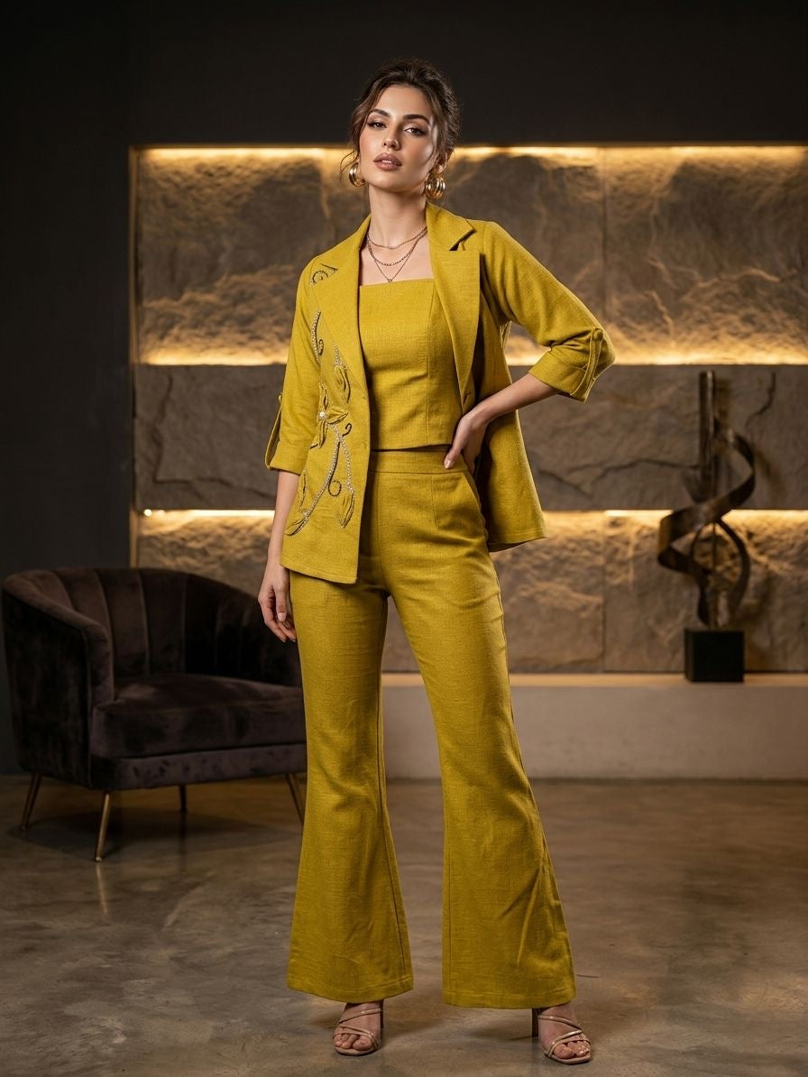 Solara Cotton Linen Blazer Set