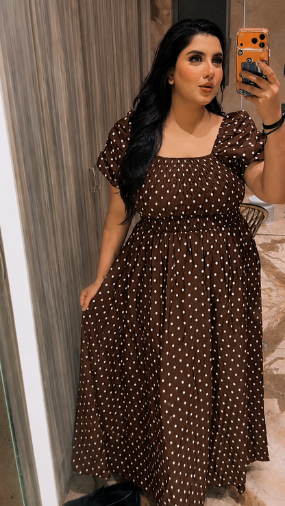 Polka Puff Sleeves Princess Dress