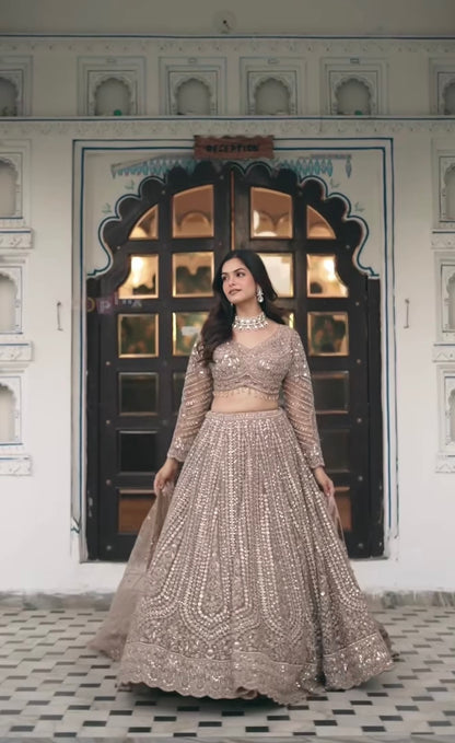 Meher Champagne Gold Embellished Lehenga