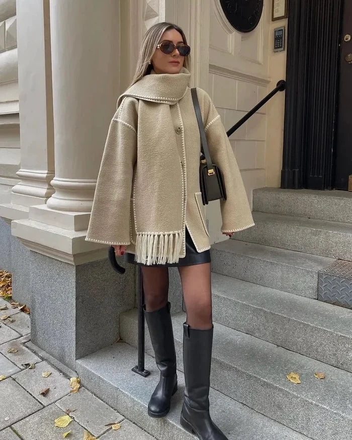 Coat with muffler