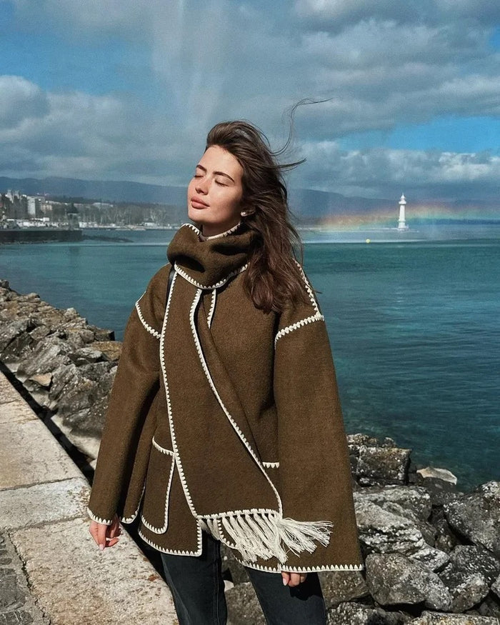 Coat with muffler