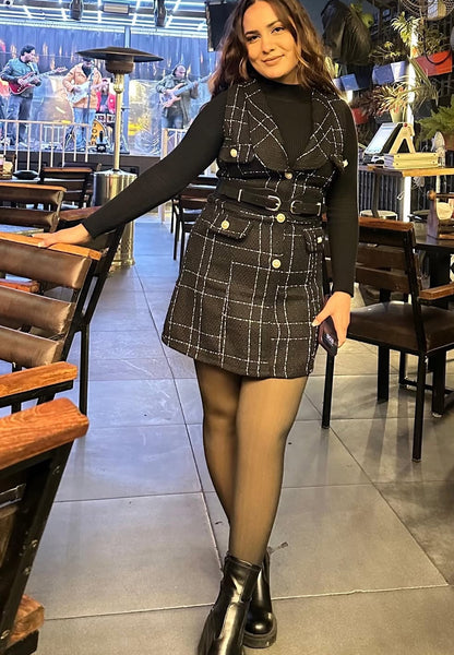 Winter black short dress