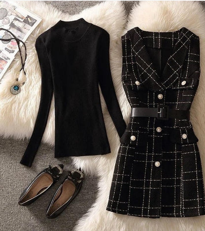 Winter black short dress
