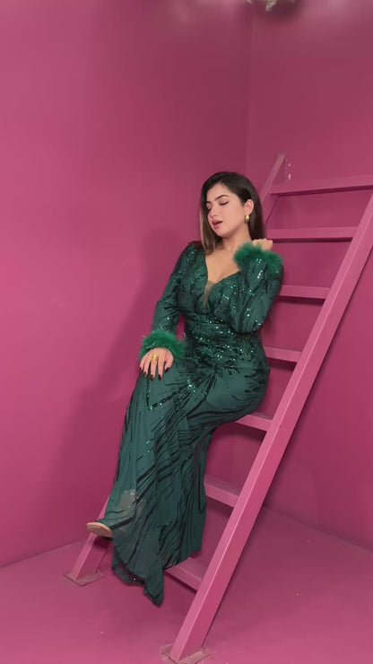 Emerald Allure Sequin Gown