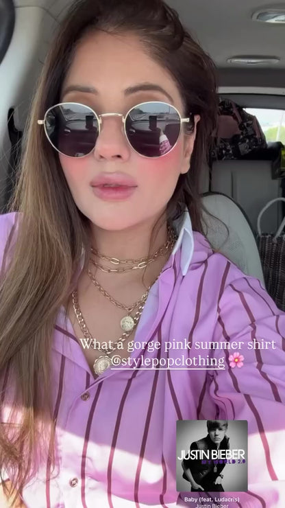 Pink stripes shirts (This is oversized style shirt)